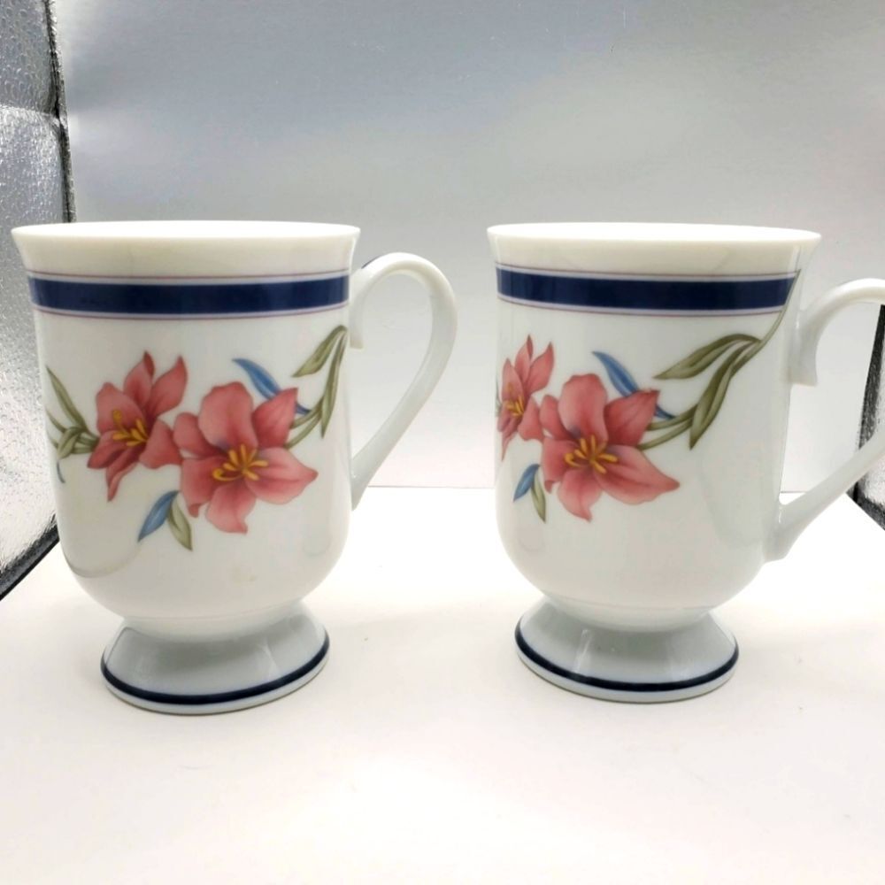 SET OF (2) Vintage Princess House Exclusive Fine Porcelain Mugs #710-Made Japan